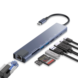Duomigo USB C Hub Ethernet,4K USB C To HDTV Hub